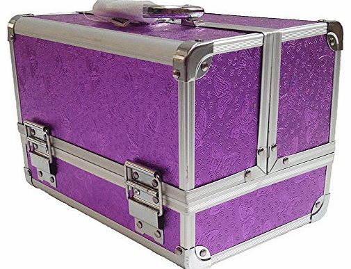 A-Express Professional Purple Rose Aluminium Beauty Cosmetic Box Make Up Case