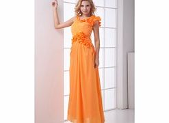 A-line Asymmetrical Neckline Pleat 3D-flower