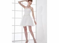 A-line Backless Beaded Short-length Lace Satin