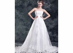 A-line Backless Beading Cathedral Train Lace