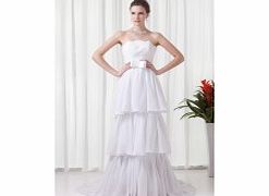 A-line Backless Strapless Bow Sweep Train