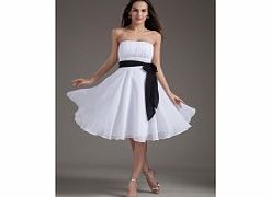 A-line Backless Strapless Pleat Bow Belt