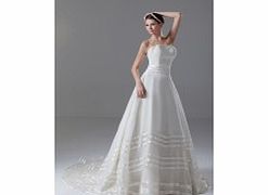 A-line Backless Strapless Silk Ribbon Cathedral