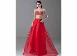 A-line Backless Sweetheart Beaded Dropped Pleat