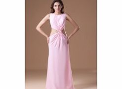 A-line Bateau Twisted Pleat Cutout Floor-length
