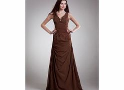 A-line Crossed Straps V-neck Backless Pleat