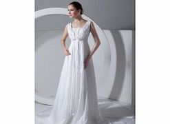 A-line Empire 3D-flower Draped Cathedral Train