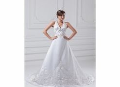 A-line Halter V-neck Backless Beaded Embroidery