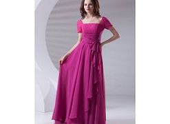 A-line Off-shoulder Short-sleeves Pleat Draped