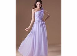 A-line One-shoulder Backless 3D-flower Pleat