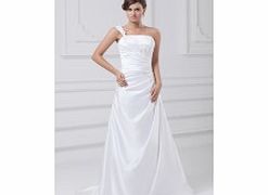 A-line One-shoulder Backless Beading Pleat Sweep