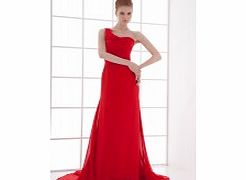 A-line One-shoulder Backless Pleat Sweep Train