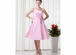 A-line One-shoulder Pleat 3D-flower Draped