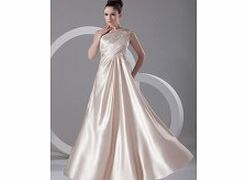 A-line One-shoulder Pleat Beading Empire Draped
