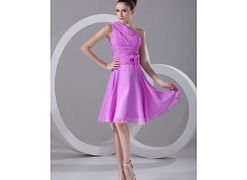A-line One-shoulder Pleat Bow Ankle-length