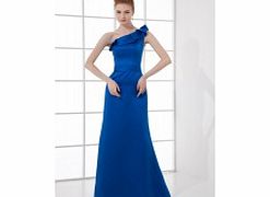 A-line One-shoulder Sloping Ruffles Floor-length