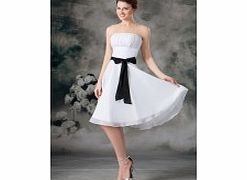 A-line Pleated Strapless Backless Bow Belt