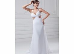 A-line Sexy Halter Crossed Straps Backless Sweep