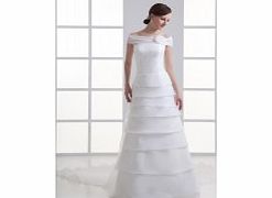 A-line Sexy Off-shoulder 3D-flower Cathedral