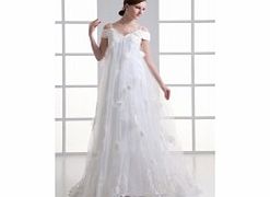 A-line Spaghetti Strap Off-shoulder 3D-flower