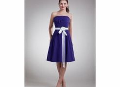 A-line Strapless Backless 3D-flower Belt Pleat