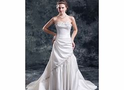 A-line Strapless Backless Beaded Pleat Draped