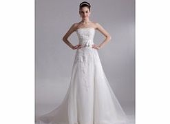 A-line Strapless Backless Beading Cathedral