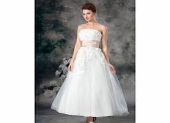 A-line Strapless Backless Beading Pleated Belt