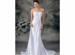 A-line Strapless Backless Beading Sweep Train