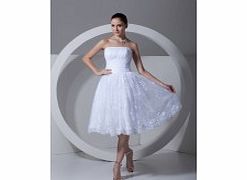 A-line Strapless Backless Pleat Knee-length Lace