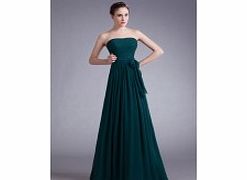 A-line Strapless Backless Pleated Belt Bow