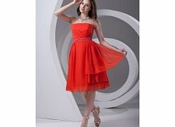 A-line Strapless Backless Ruffles Beading