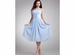 A-line Straps Backless Pleat Mid-calf Length