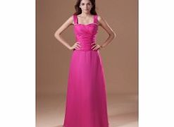 A-line Straps Pleat Crystal Buttons Floor-length