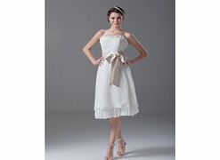 A-line Sweetheart Bow Short-length Lace Wedding