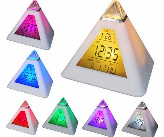 Coco Digital LED 7 Color Changing Triangle Pyramid Digital Music Alarm Clock