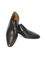 A.Testoni Black Label - Black Kidskin Cap Toe Oxford Shoes