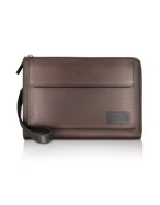 A.Testoni Brown Pebbled Leather Travel Wallet