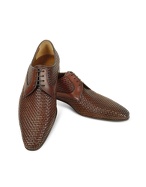 A.Testoni New Studium - Brown Woven Calf Leather Derby Shoes