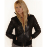 A W Rust LADIES FITTED BLACK LEATHER BOMBER JACKET and#39;ROCK 1050and39;