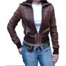 LADIES FITTED LEATHER BOMBER JACKET and#39;ROCK1050and39;