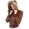 A W Rust LADIES HOODED BROWN LEATHER BOMBER JACKET `L2`
