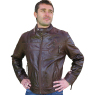 A W Rust MENS BROWN LEATHER BIKER STYLE JACKET and#39;PANDIUMand39;