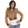 WOMEN` LEATHER BOMBER JACKET WITH HOOD by TORUS `63F`