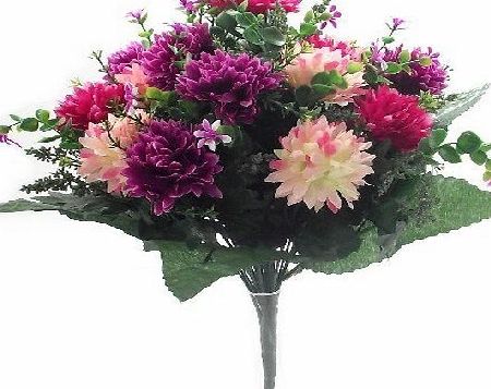 A1 Home 41cm Large Artificial Spikey Mum Hot Pink / Wine flower bush Home Grave Wedding