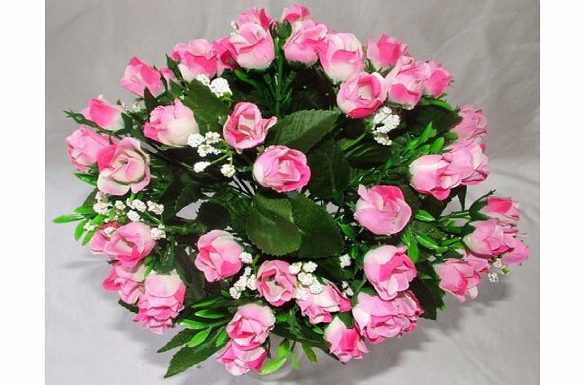 A1-Homes Luscious Artificial Silk Pink Rose bush - 60 Heads with Gyp - Wedding Grave Home Decoration