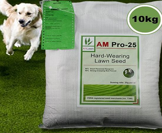 A1Lawn Grass Seed / Lawn Seed - Tough / Hard-Wearing - 10kg (covers 285 sq meters) - DEFRA registered