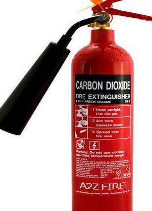 A2Z Fire 2kg CO2 Fire Extinguisher - BS EN3 with 10 Year Warranty From A2Z Fire amp; Manufactured in UK
