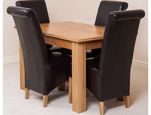 HAMPTON SOLID OAK EXTENDING DINING TABLE & 4 BROWN MONTANA CHAIRS
