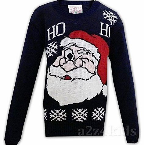Kids Girls Boys Christmas Jumper Novelty Santa HO HO Print Sweater Jumpers New Age 3-12 Years